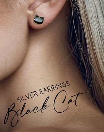 Black Cat - srebrne kolczyki + box, Ewa Saj  Silver
