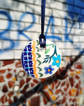 Naszyjnik Bolesławiec dwustronny, biżuteria z talerzy