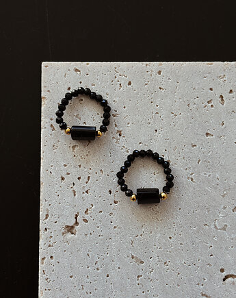 Pierścionek elastyczny Onyks  Turmalin, Chmolowska Jewellery