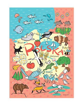 Plakat A4 Polska Natura Mapka, Gliniana Kura