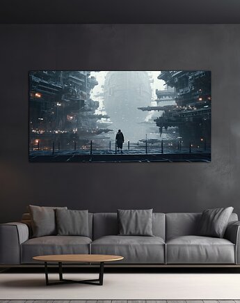 Futurystyczna Japonia, Cyberpunk - Plakat - Loft, Minimalizm, Black Sapphire Art