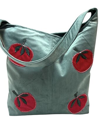 Torba welurowa damska z aplikacją Pomidory, Dom Artystyczny