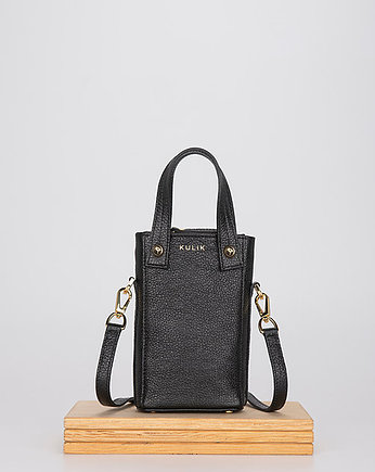 Mała torebka Phone Bag czarna lekko błyszcząca, ZAMIŁOWANIA - Oryginalny prezent