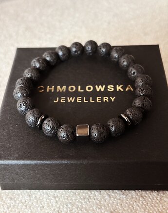 Bransoletka męska Lawa Wulkaniczna Hematyt, Chmolowska Jewellery