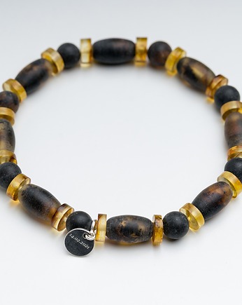 Personalizowana bransoletka męska bursztyn bałtycki, AmberMal