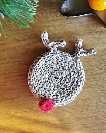 Podkładka pod kubek w kształcie renifera, świąteczna dekoracja stołu, Lana Design