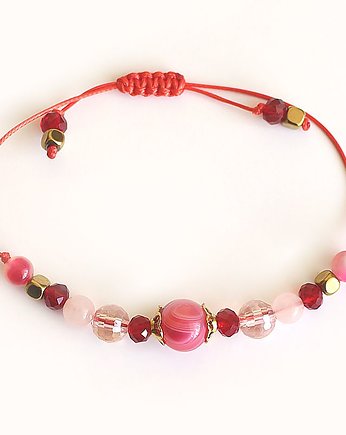 Stabilność -agat różowy,hematyt,kwarc różowy, rubin, KEIT