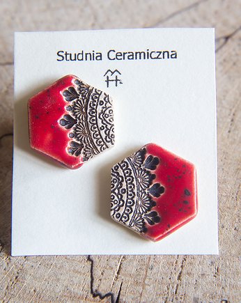 Kolczyki ceramiczne heksagony, studnia ceramiczna