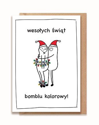 Kartka z okazji Świąt Bożego Narodzenia - Wesołych Świąt bomblu kolorowy!, brzydkieplakatyagaty