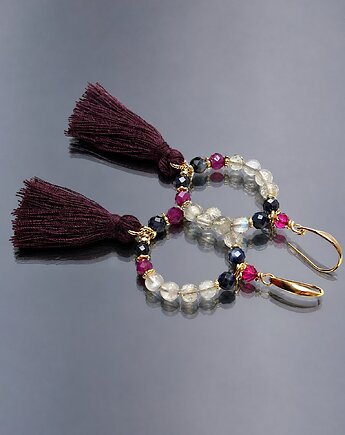 Kolczyki Wianki boho vol. 2 /grey - burgund/ , Katia i krokodyl