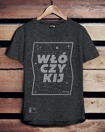 Koszulka męska dla podróżnika WŁÓCZYKIJ grafitowa -, Szwendam sie