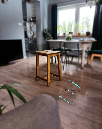 Drewniane krzesło, hoker, barowe retro, PiorunowoSzafa