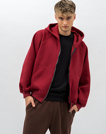 Bluza z kapturem na zamek ,,BERET" bordo, 3 for U