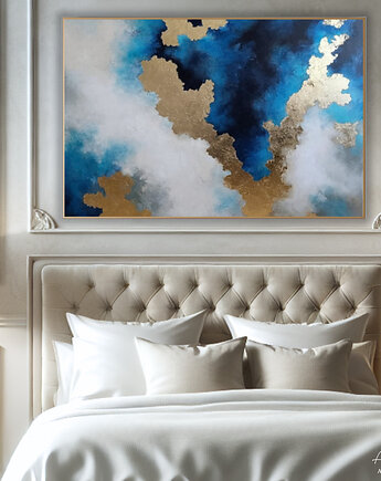 OCEAN ŚWIATŁA - obraz abstrakcyjny z fakturą i złoceniami 140x100 cm, Anna Jatczak Art