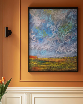 Plakat Oddech chmur reprodukcja pasteli suchych, JBJart Justyna Jaszke