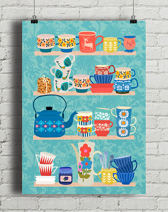 Plakat Półka w stylu retro, minimalmill