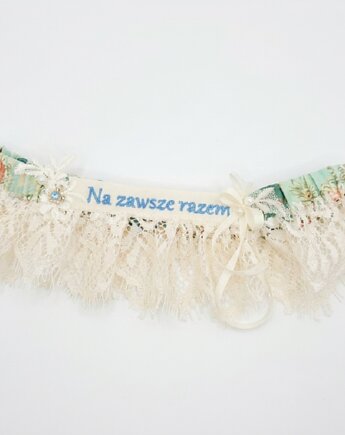 Podwiązka z jedwabiu naturalnego sygnowana personalizowanym haftem - Ria, INEGRI