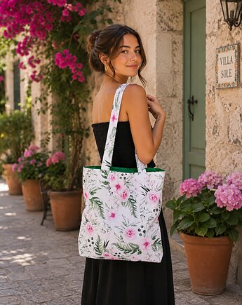 Torba shopper torba na zakupy shopperka torba zakupowa kwiaty, Uszyciuch