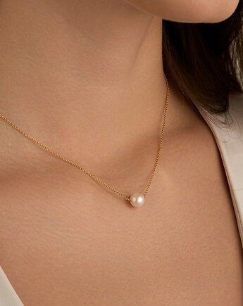 Naszyjnik z naturalną perłą- srebro 925 pozłacane, Coccola JEWELLERY