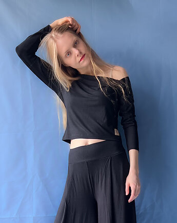 Czarny Asymetryczny longsleeve z modalu, 10 BODIES