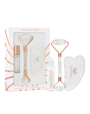 CRYSTALLOVE Crystal quartz set: roller + gua sha, CRYSTALLOVE