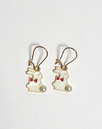 Kolczyki wiszące - Biały króliczek 2 - małe, yenoo