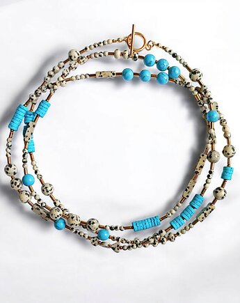 UNIKATOWY sznur kamieni 120cm : naszyjnik : jaspis i turkus, kaktusia