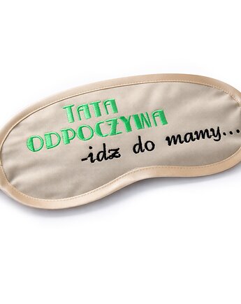 OPASKA Beżowa bawełniana haftowana Tata odpoczywa PREZENT, Wyszywane