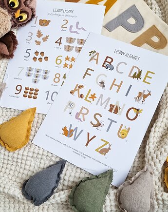 Zestaw Leśne Liczby + Leśny Alfabet - Plakaty edukacyjne dla dzieci, happykidsprints
