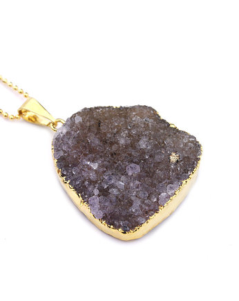 Colare Agat Druza Śliwkowa złoto, Brazi Druse Jewelry