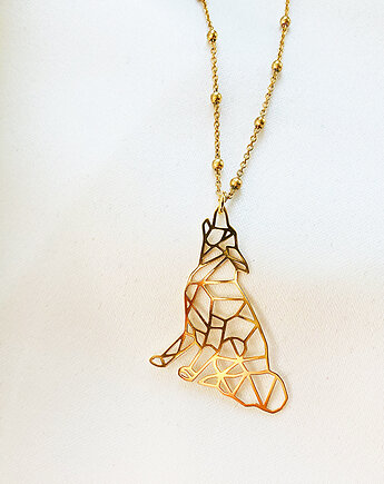 NASZYJNIK złoty wilk,  wilczek origami, Anemon Atelier