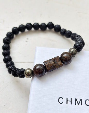 Bransoletka męska Bronzyt i Piryt, Chmolowska Jewellery