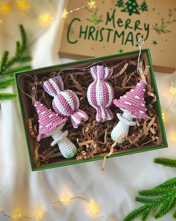 Ozdoby na choinkę, Zestaw ozdob świątecznych, Choinkowe zawieszki, EcoToysByNastya