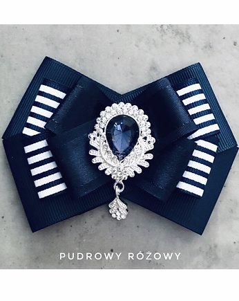 Brosza Granatowa z kryształkiem NEW, Pudrowy Różowy