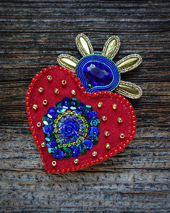 Kolekcja Frida- broszka kolorowe serce, Mró Soutache