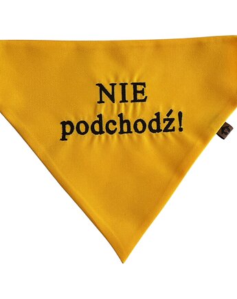 Żółta bandana, chustka, apaszka dla psa Nie podchodź!, Psia szafa