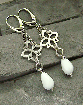 Kolczyki Filigrany z białym agatem, RayOfArt