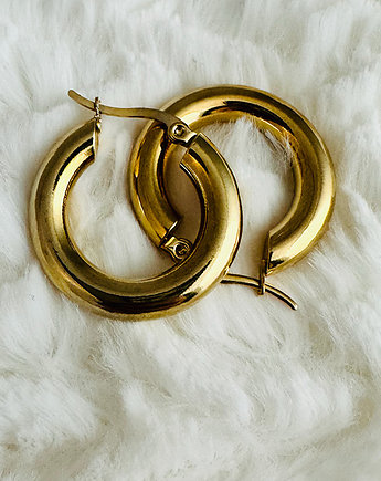 Złote KOLCZYKI grube koła,  modne kolczyki stal szlachetna, Anemon Atelier