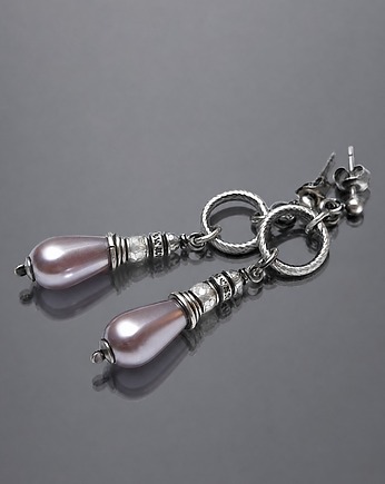 Kolczyki srebrne Powder pearls vol. 3, Katia i krokodyl