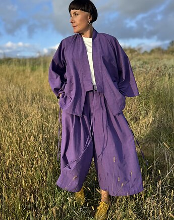 Żakardowy komplet Purple - kimono i kuloty, Glucka