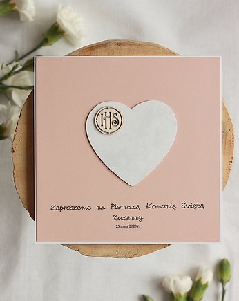 Serce marmur i róż. Zaproszenia komunijne, papierkarnia