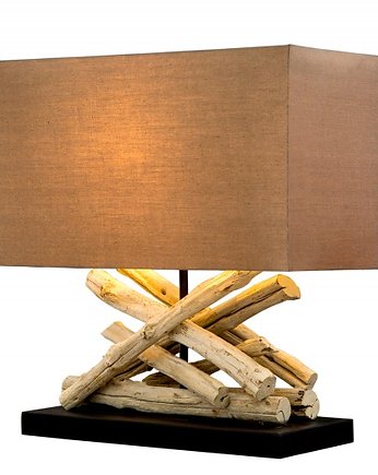 Lampa stołowa Natural Life brązowa drewno 40cm, Home Design