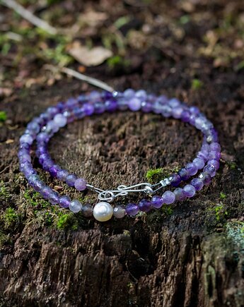 Naszyjnik choker z ametystem i perłą prawdziwą, Wieczny Las