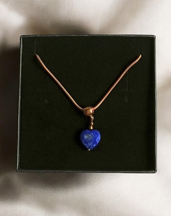 Uroczy naszyjnik: serduszko LAPIS LAZULI : wyjątkowy prezent, kaktusia