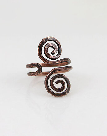 Wężowy - rozm. S - miedziany pierścionek - unikat, Caltha