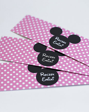 Etykietki na butelki MYSZKA MINNIE 3 szt, WOW party