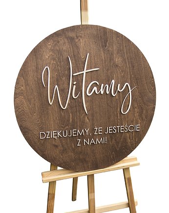 Tablica powitalna "Dziękujemy, że jesteście" koło 70 cm, Decorify