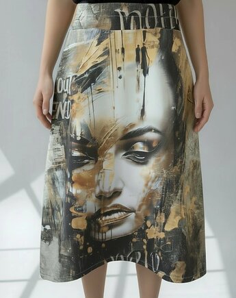 Asymetryczna spódnica midi Parampara złota twarz M 38, Auri Lili