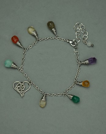 Bransoletka serce kolorowa wire wrapping, Agata Rozanska