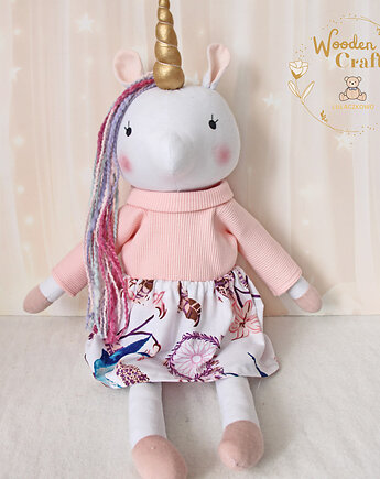 Jednorożec Cleo, przytulanka ręcznie szyta, róż, prezent GOTOWY, Lulaczkowo